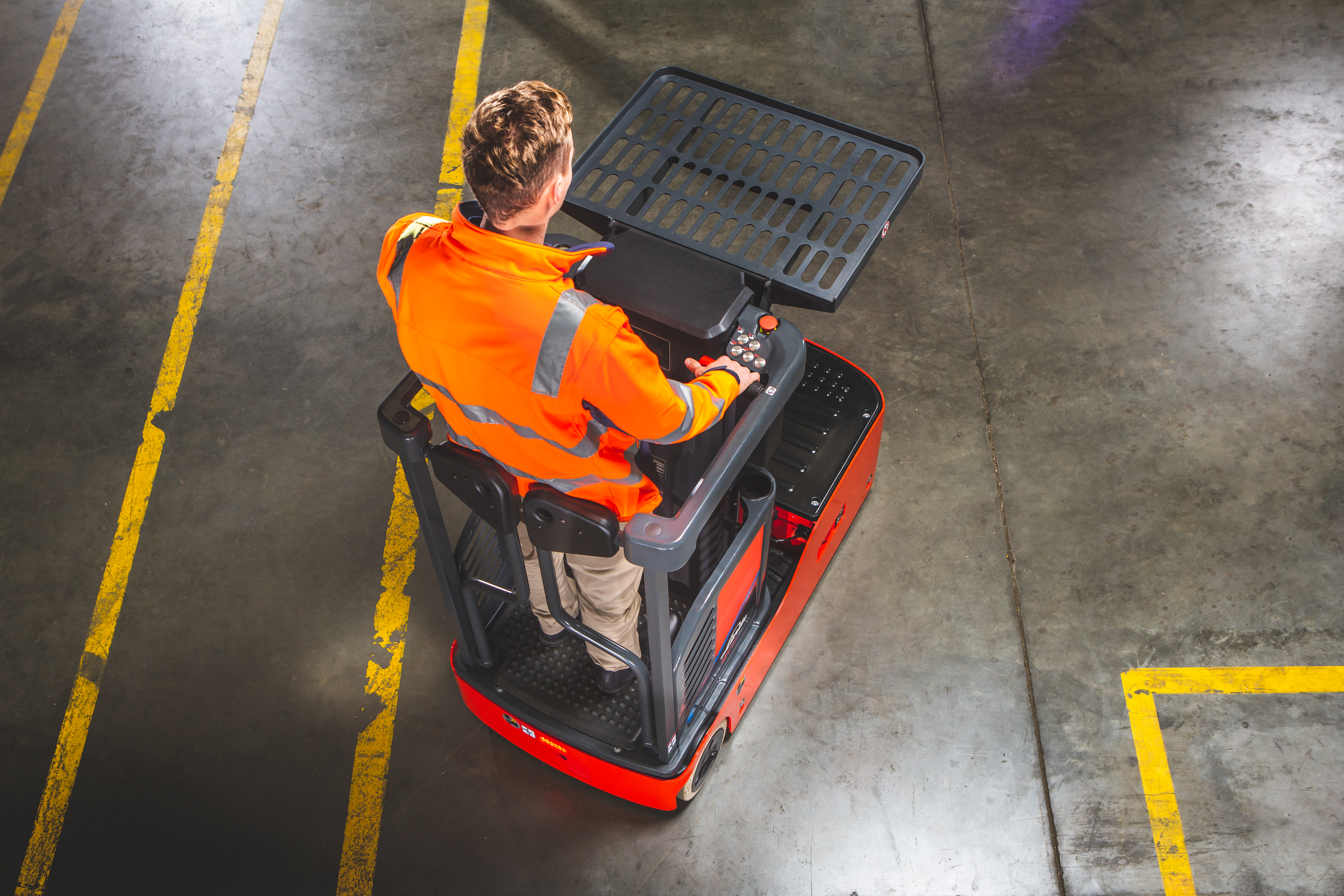 MV01Electric Order Picker in operation - from above